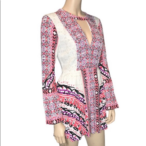 Free People Sz 4 Tegan Boarder Printed Mini Dress - Picture 2 of 13